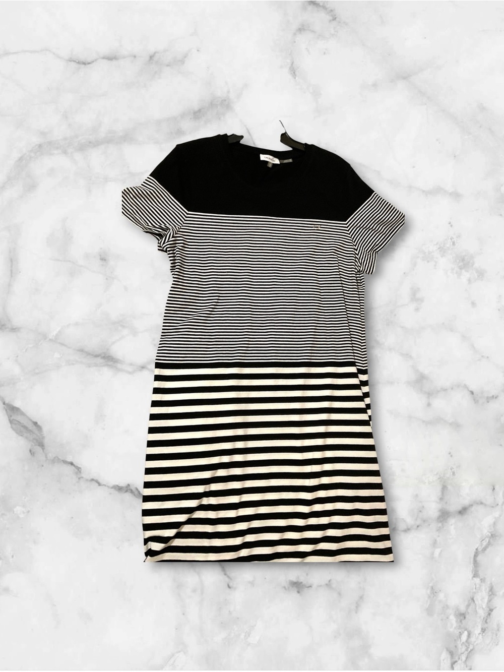 Calvin Klein Black & White Striped Tee Dress
